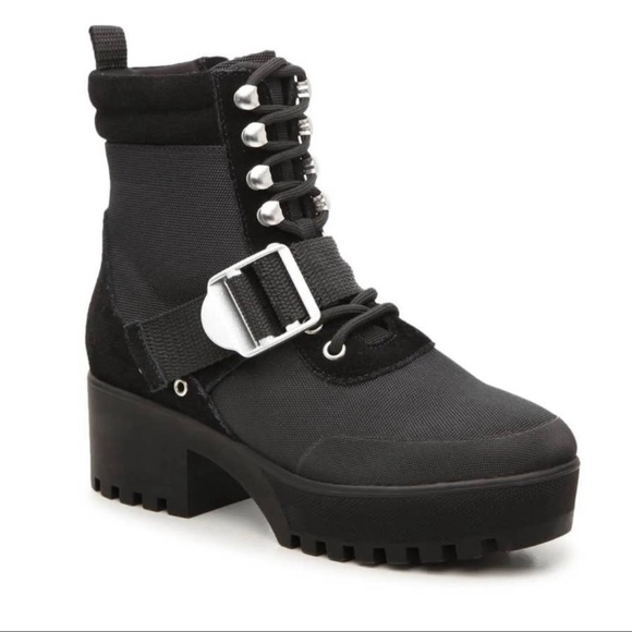 Steve Madden women’s Grady Black Chunky Black Boots booties Size 7.5 - Picture 1 of 8